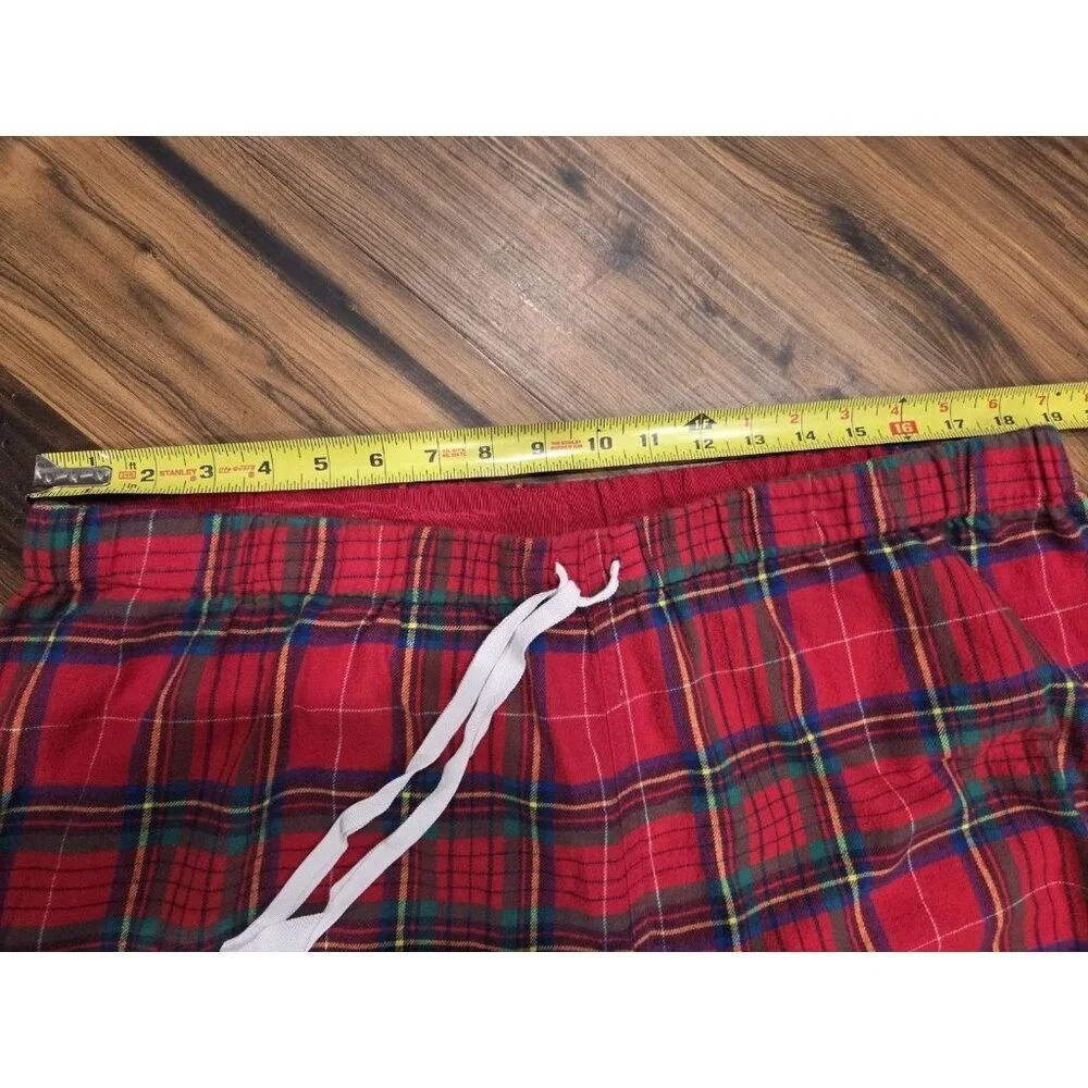 Lands’ End Red Plaid Flannel Pajama Set XL Cotton Button Up PJs Holiday - Picture 5 of 8